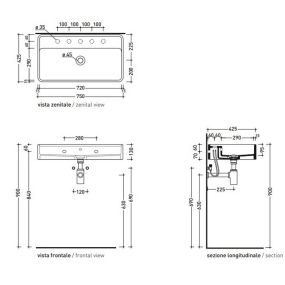 Раковина подвесная Flaminia Miniwash 75х42 MW75S