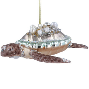 Новогодняя игрушка "Черепаха с жемчужинами" 12 см