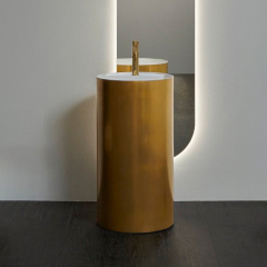 Раковина Antonio Lupi Simplo, 45х45, из Flumood, Liquid Metal