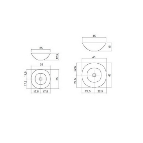 Раковина Antonio Lupi Servotondo, 50х50, из Flumood, с клапаном, белый матовый