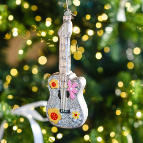 Елочная игрушка "Гитара" 15 см, цвет серебро