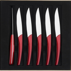 Набор ножей для стейка Quartz Miroir, 6 шт, красный