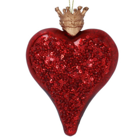 Елочная игрушка "Сердце с короной" 12 см