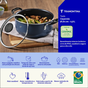 Кастрюля Tramontina Tunis 24 см, с крышкой, синяя
