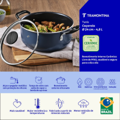 Кастрюля Tramontina Tunis 24 см, с крышкой, синяя