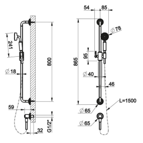 Комплект для душа Gessi Venti20 65142.149, без смесителя, брашированный никель