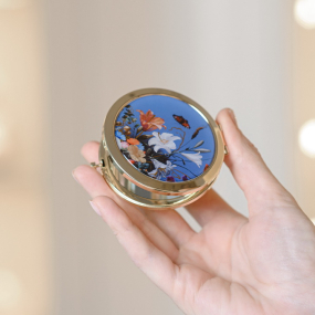 Зеркало карманное стеклянное в рамке "Летние цветы" 7,5 см