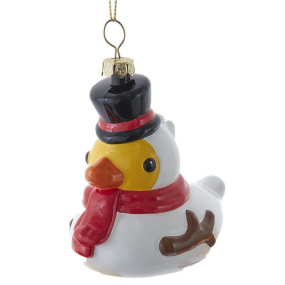 Елочная игрушка "Утка в цилиндре" 9 см