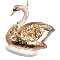 Игрушка на елку "Лебедь золотой" 10 см