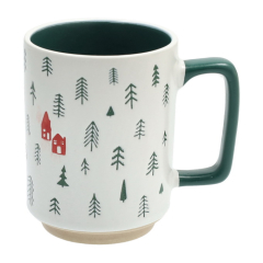 Кружка "Елки и домики" 400 мл, цвет ручки зеленый