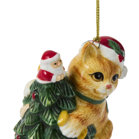 Елочная игрушка Spode Christmas Tree Ornaments "Кот и елка" 8 см