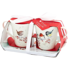 Набор кружек "Птицы" 180 мл на подносе, 3 предмета