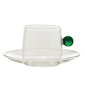 Чашка чайная с блюдцем Bilia 220 мл, зеленая