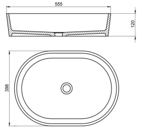 Раковина  Holbi Ariel NC 56х40, из Nano Concrete, бетон, с клапаном
