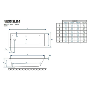 Ванна акриловая Excellent Ness Mono Slim 170x70, с ножками