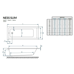Ванна акриловая Excellent Ness Mono Slim 170x70, с ножками