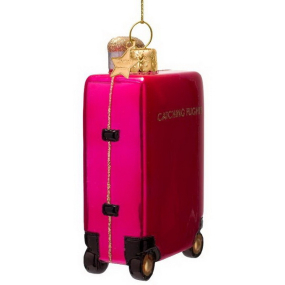 Елочная игрушка "Чемодан малиновый" 10 см