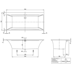 Ванна квариловая Villeroy & Boch Squaro Edge 12 190х90 UBQ190SQE2DV-01