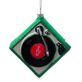 Елочная игрушка "Проигрыватель" 10,4 см, зеленая