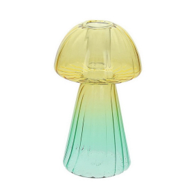 Подсвечник Glass Design Mushroom 15 см, желтый/зеленый