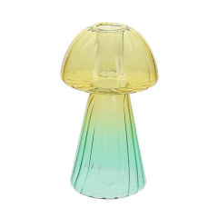 Подсвечник Glass Design Mushroom 15 см, желтый/зеленый