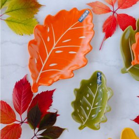 Блюдо-лист Relief Foglie 24х16х3 см, оранжевое