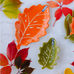 Блюдо-лист Relief Foglie 24х16х3 см, оранжевое