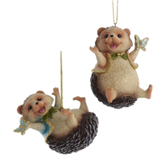 Елочная игрушка "Веселый ежик с бабочкой" 7,6 см, в ассортименте