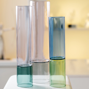 Ваза Bamboo Groove 37 см, цвет розовый/дым