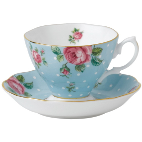 Чашка чайная с блюдцем Polka Blue Vintage 180 мл