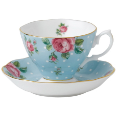Чашка чайная с блюдцем Polka Blue Vintage 180 мл