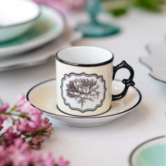 Чашка кофейная с блюдцем Herbariae 97 мл, желтая