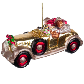 Новогодняя игрушка "Ретро машина с подарками" 14 см