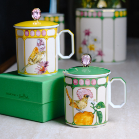 Кружка с крышкой "Зеленая мухоловка" Swarovski Idyllia 390 мл