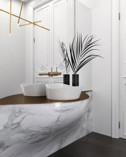 Раковина Holbi Mars SR 41x40, из Soft Rock, белая матовая, с клапаном