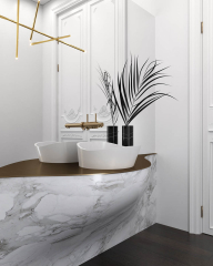 Раковина Holbi Mars SR 41x40, из Soft Rock, белая матовая, с клапаном