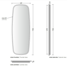 Зеркало с подсветкой Flaminia Flag 172х62 FG172SPE