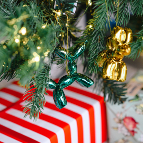 Елочная игрушка "Надувная собака" 7,6 см, цвет золото