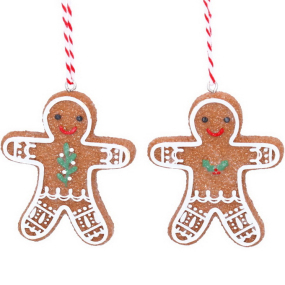 Елочная игрушка "Пряничный человечек с остролистом" 6 см, в ассортименте
