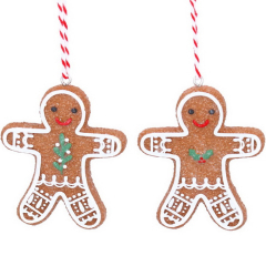 Елочная игрушка "Пряничный человечек с остролистом" 6 см, в ассортименте