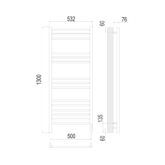 Полотенцесушитель Terminus Аврора 130х50, электрический, белый матовый