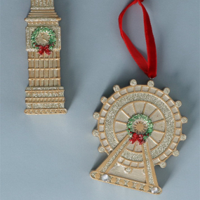 Елочная игрушка "Колесо обозрения London Eye" 8 см, цвет золото