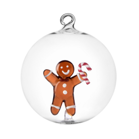 Елочный шар "Пряничный человечек с леденцом" Schiaccianoci 8 см