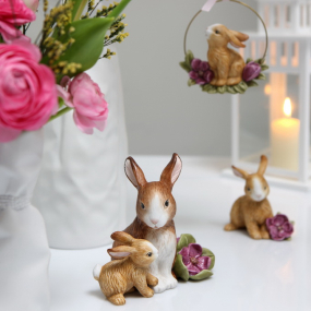 Фигурка "Кролик с цветком и малышом" 13 см