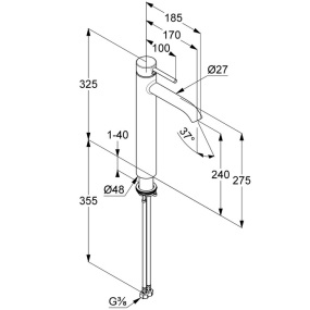 Смеситель для раковины Kludi Bozz 382863976, черный матовый