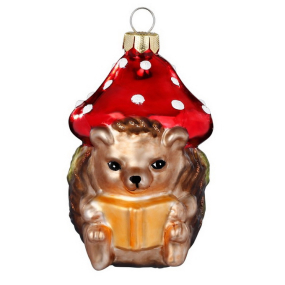 Елочная игрушка "Ежик с грибом" 7,5 см