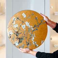 Тарелка декоративная "Цветущие ветки миндаля" 41 см, цвет золотой