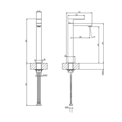 Смеситель для раковины Gessi Rettangolo 11922.149, высокий, брашированный никель