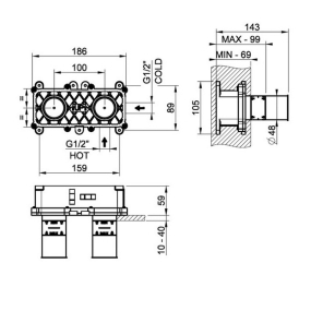 Внутренняя часть Gessi Parti Incasso 54198.239 смесителя