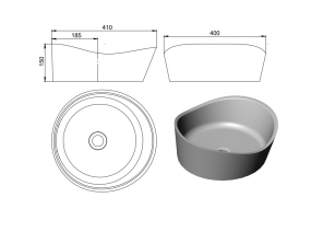 Раковина Holbi Mars SR 41x40, из Soft Rock, белая матовая, с клапаном